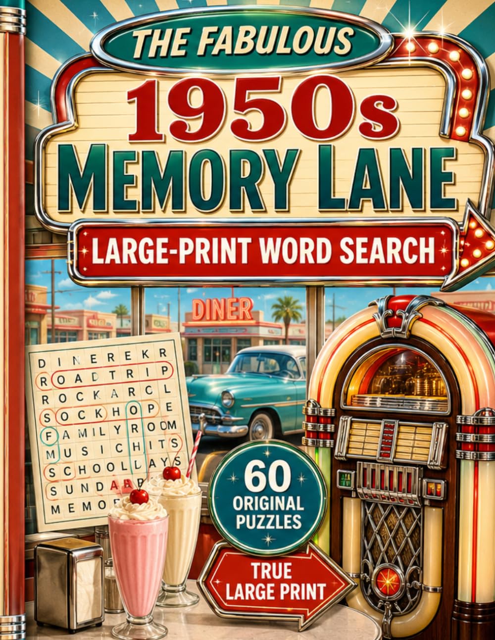 The Fabulous 1950s Memory Lane: Large-Print Word Search