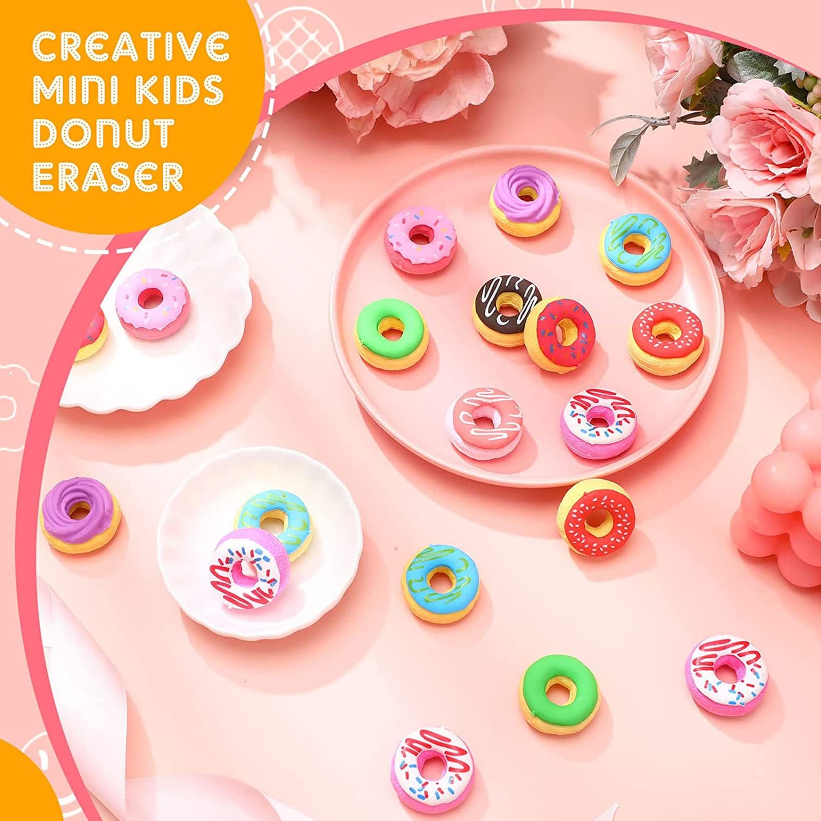 Gommes à Donut Kawaii Enfant 18 Pièces Gomme Souple Créative Effacement Propre Papeterie