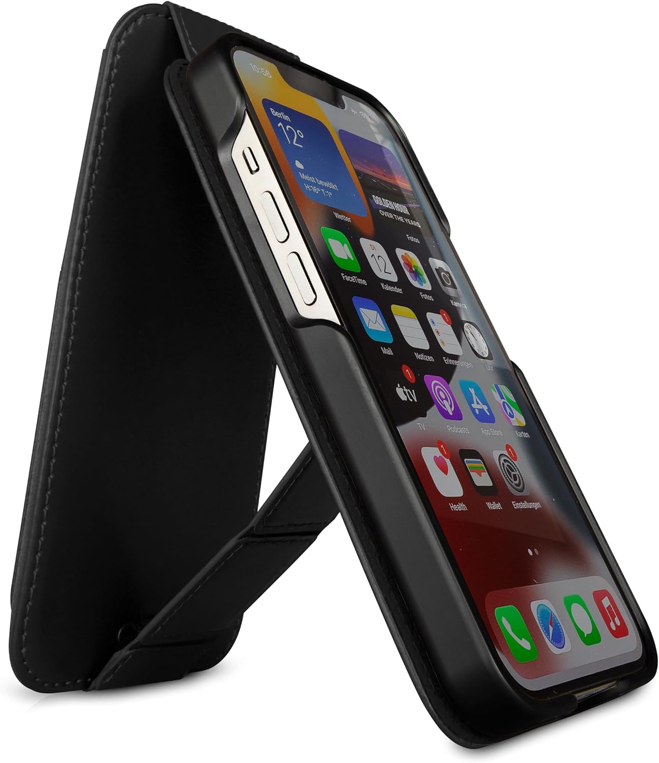 Dreem Fibonacci Flip 14 Pro Max Wallet Case for iPhone - Vegan Leather Detachable Wallet Folio with RFID Protection and Compatible with MagSafe - iPhone Leather Wallet Case for Men & Women [Black]