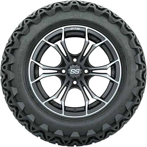 Miniatura 8 de GTW Combo de ruedas y neumáticos para carrito de golf de 14 pulgadas  GTW Spyder gris materuedas mecanizadas en neumáticos Predator todo terreno