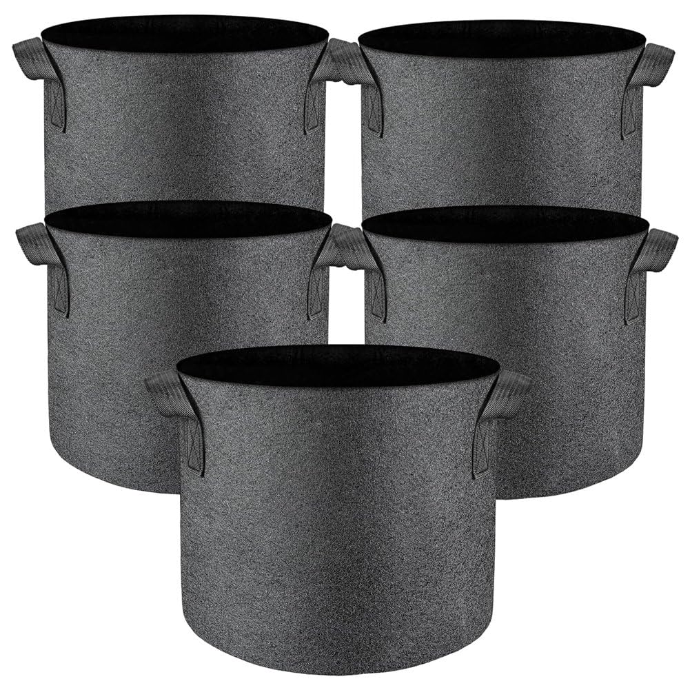 Jrpzcv 5 Pcs 5 Gallon Plant Grow Bags Multi-Purpose Nonwoven Fabric Pots With Handles,Outdoor Garden Plant Pots