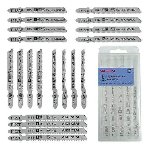 Juego de 20 hojas de sierra de calar T118AF T118BF T127D T118GFS T118AO, vástago en T para sierra de calar de metal, compatible con sierras de calar