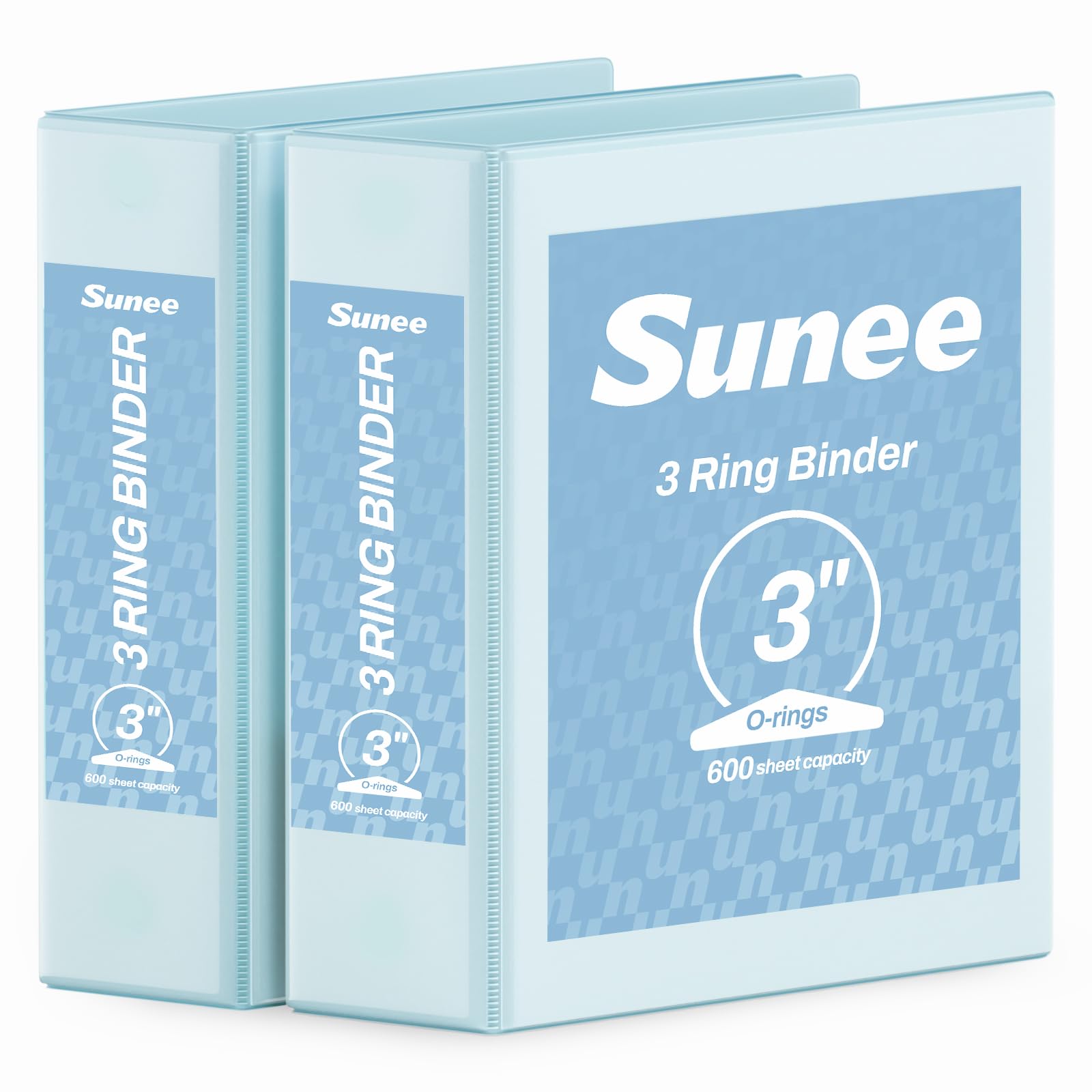 SUNEE 3 Ring Binder 3 Inch 2 Pack, Clear View Binder Three Ring PVC-Free (Fit 8.5x11 Inches)