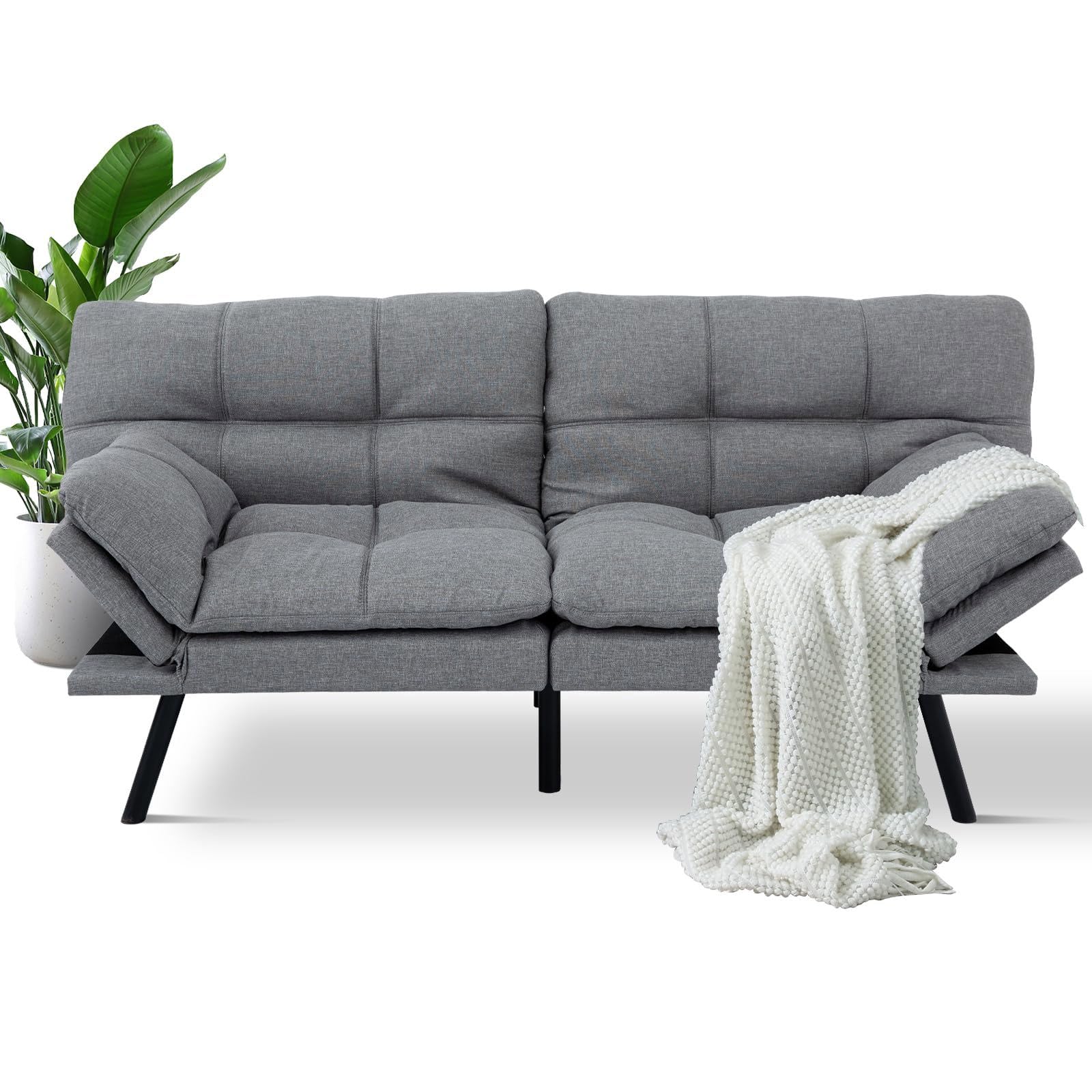 MUUEGM Futon Sofa Bed,Memory Foam Modern Convertible Couch Bed,Folding Futon Sleeper Couch with Compact Living Space,Apartment,Dorm,Bonus Room,71" D x