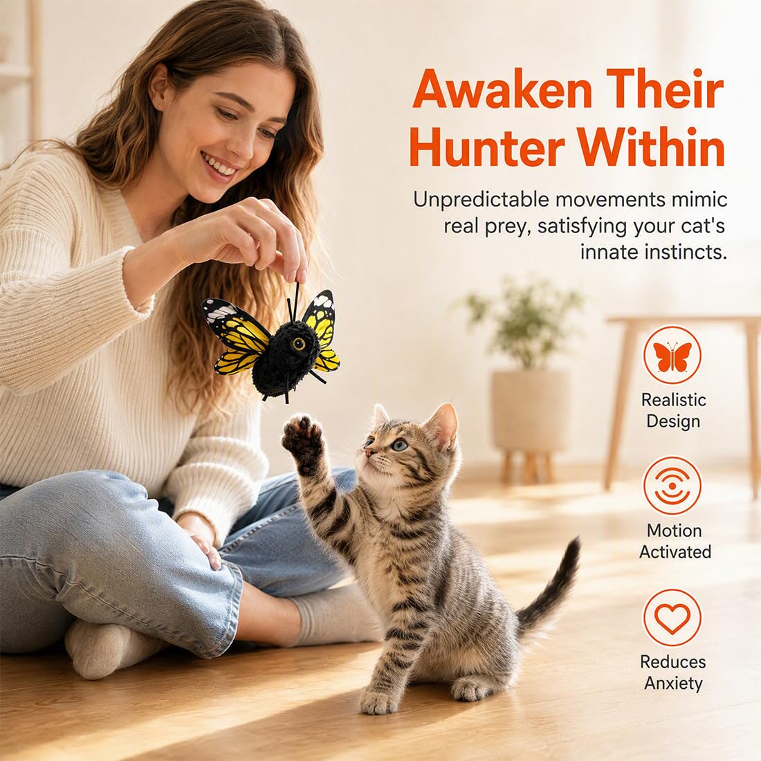 Juguete Interactivo de Mariposa para Gatos con Alas Batientes Realistas, Insecto Móvil para Gatos de Interior, Juego Automático para Ejercicio e Instinto de Caza (Blue,2PCS)