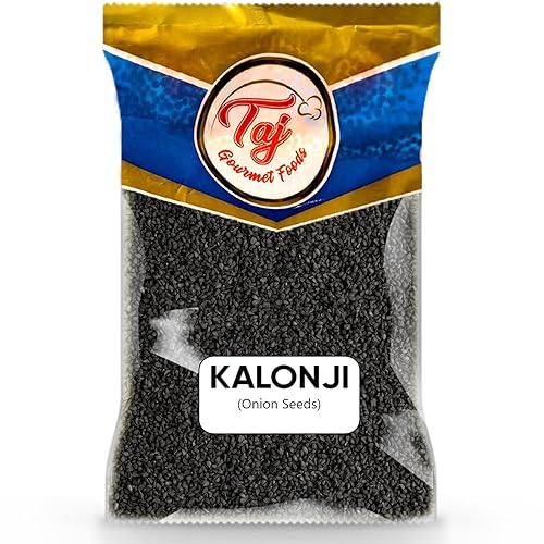 TAJ Semillas de kalonji indio prémium (semillas de comino negro, nigella, semillas negras, alcaravea), (14 onzas)