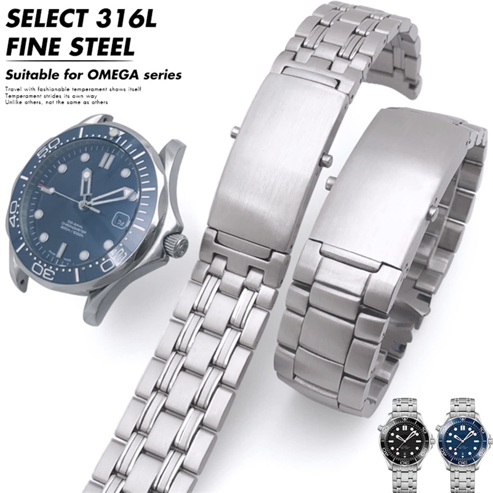 20 mm 22 mm 316L pasek do zegarka ze stali nierdzewnej do zegarka Omega Seamaster 300 m Speedmaster Planet Ocean 600 pasek do zegarka bransoletka pasek