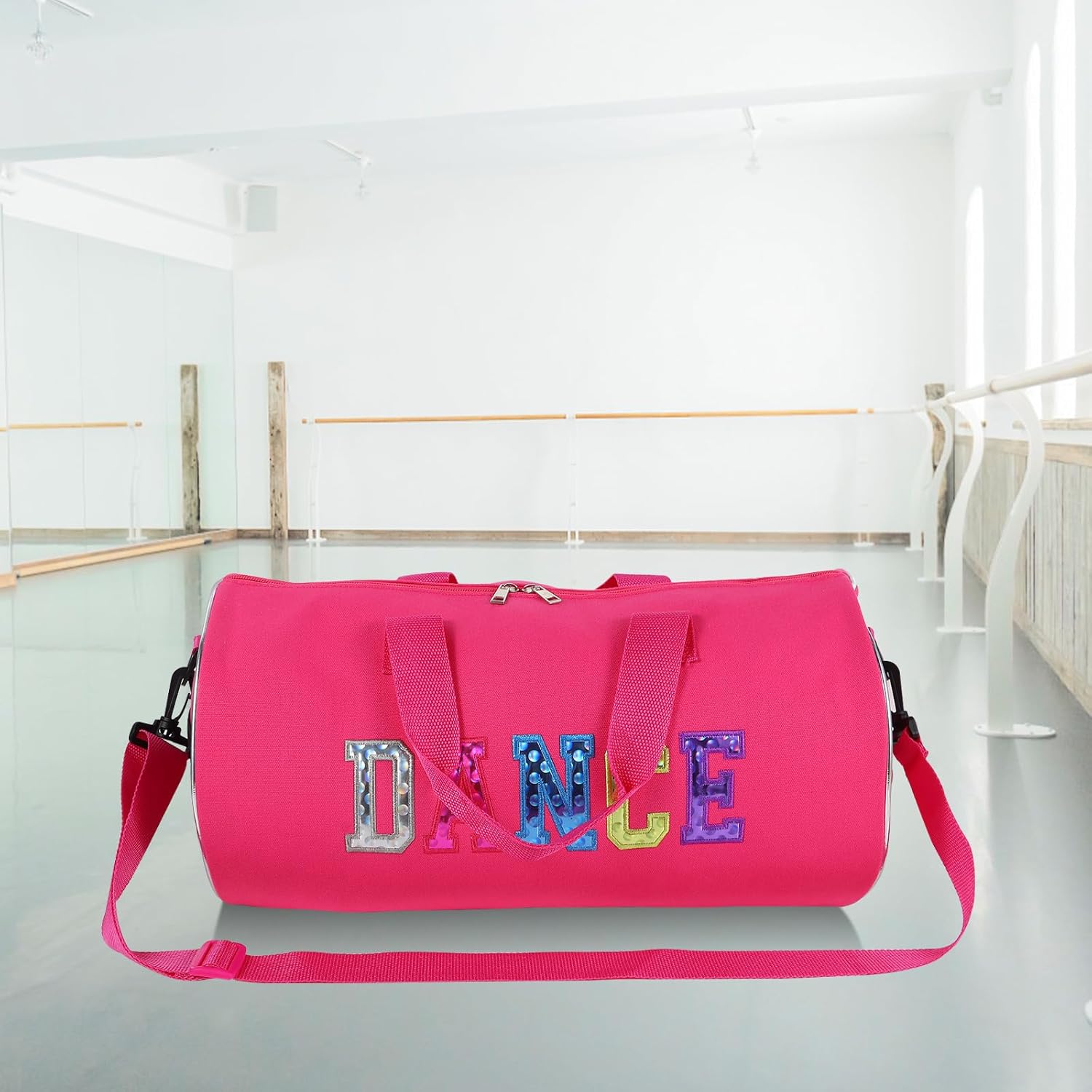 Dance Duffle Bag for Girls Sport Gym Bags Overnight Travel Bags Fun Dance Workout Duffel Bag with Adjustable Carry On and Handy Pouch for Dancers, Girls, Teens, Student Athletes (Style-2) - Image 5