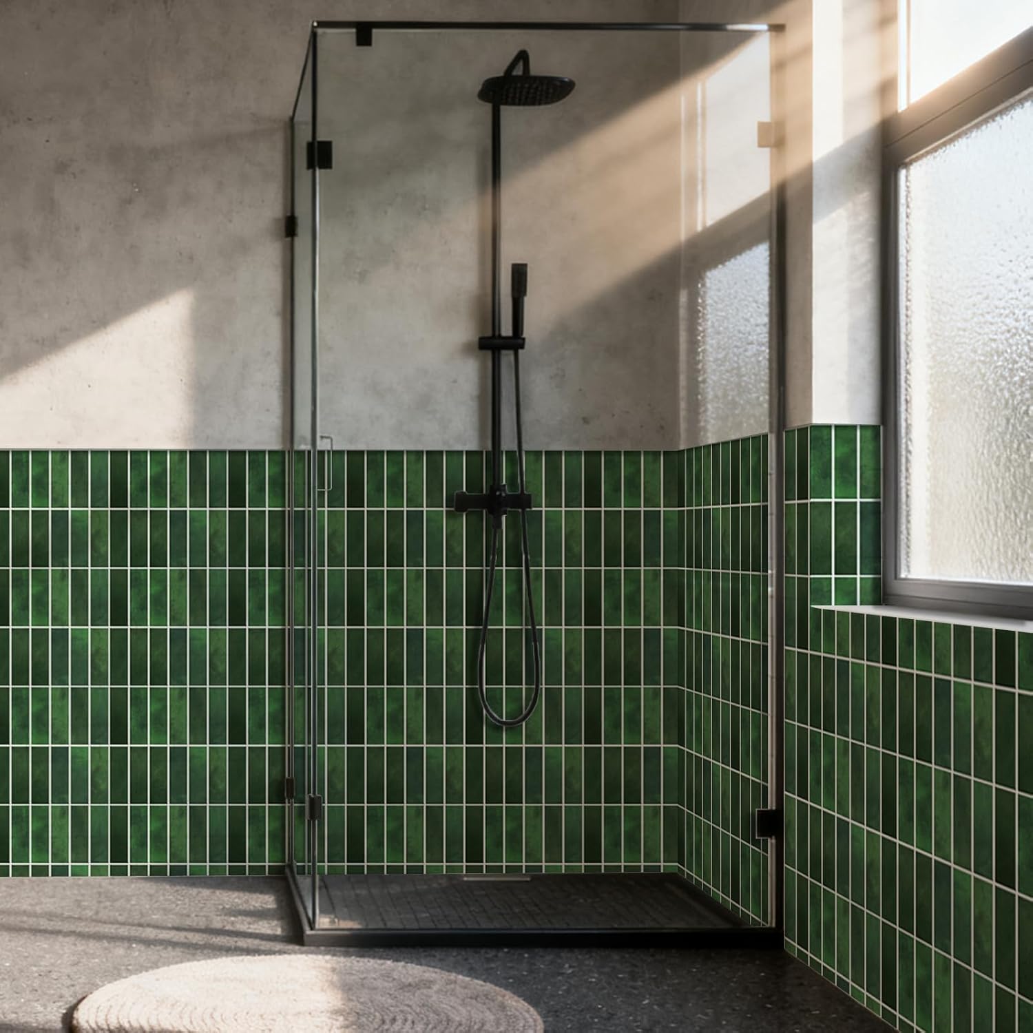 Dark Green Peel and Stick Backsplach Tile, 12"x12" Back Splash Stick on Tiles for Kitchen, Bathroom, 10 Sheets