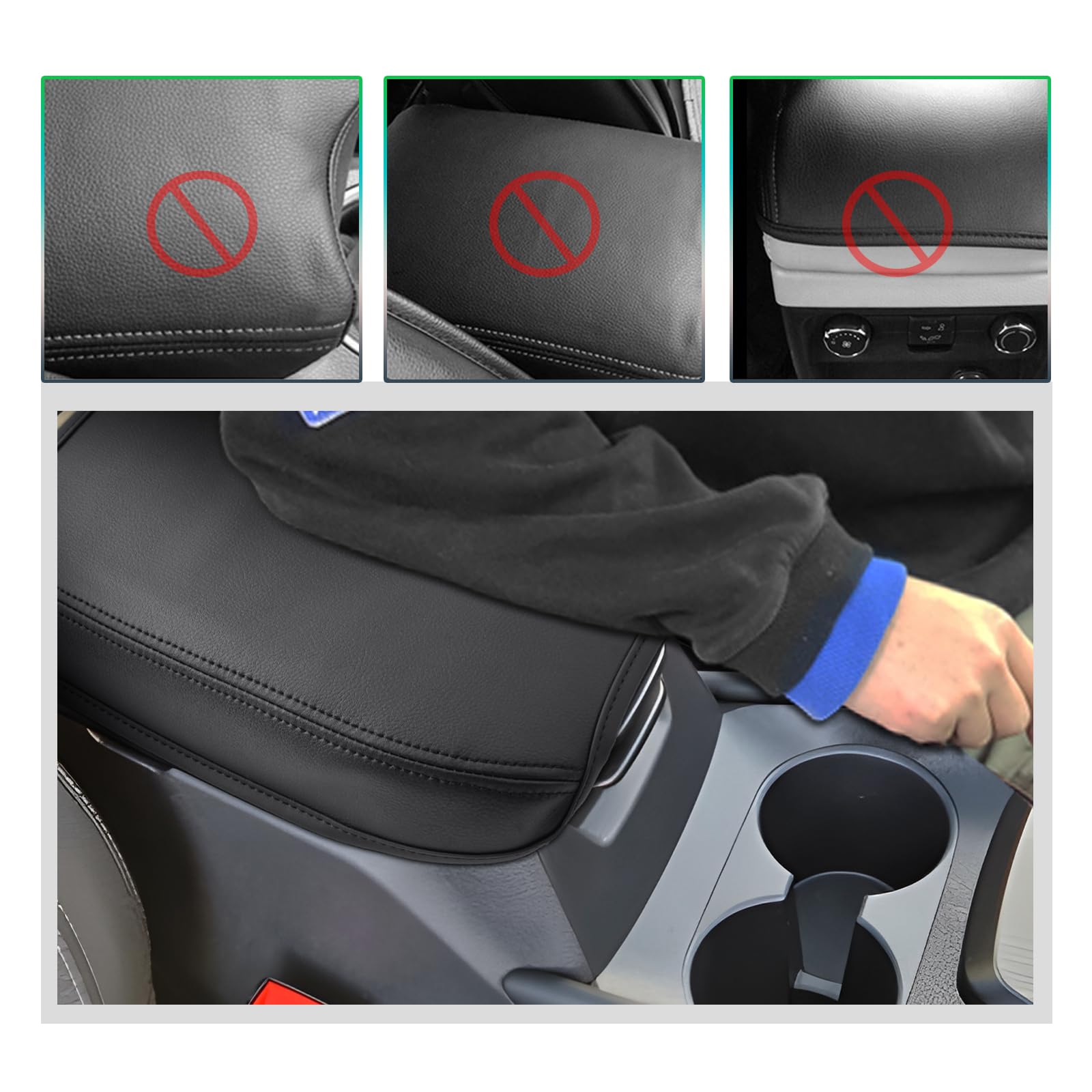 GAFAT Pokrowce na podłokietniki kompatybilne z Nissan Qashqai J12 e-Power 2022-2025 2026, pokrowiec na środkowy podłokietnik, pokrowiec na środkową konsolę, ochrona podłokietnika ze skórzaną tapicerką