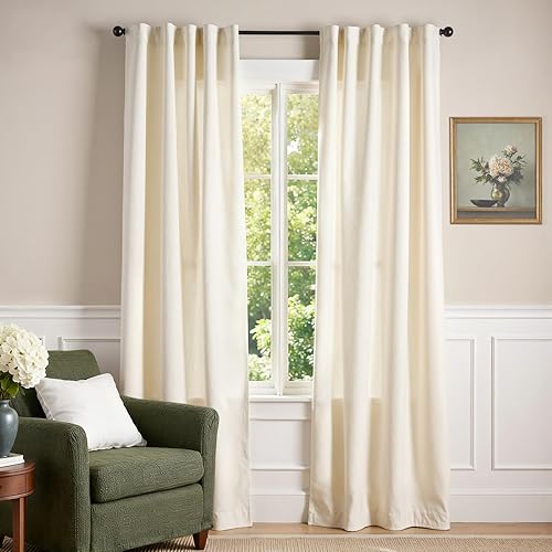 Miniatura 12 de Lazzzyt Cortinas de terciopelo para sala de estar gris, juego de 2 paneles de lujo suaves, cortinas con aislamiento térmico de 96 pulgadas de largo,