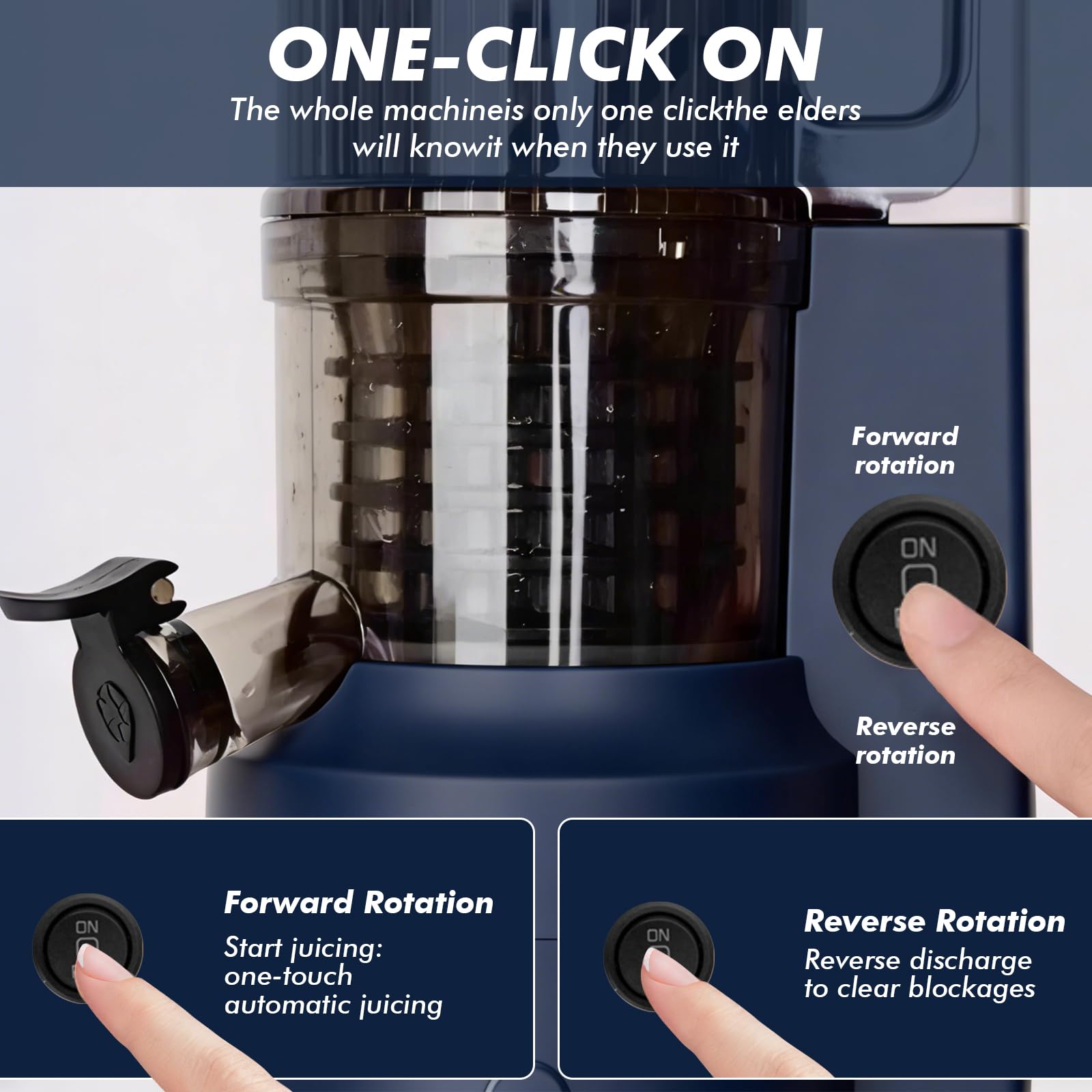 Exprimidor Lento Compacto 200W, Prensa en Frío con Tubo de 80 mm – Exprimidor de Verduras y Frutas para Alto Rendimiento, Sin BPA y Fácil de Limpiar – Licuadora para Frutas Enteras