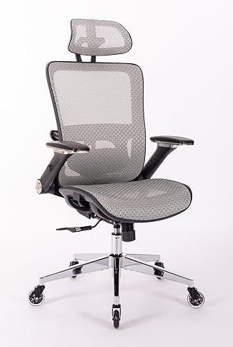Miniatura 1 de Silla de oficina, silla de escritorio ergonómica de respaldo alto, silla de escritorio de malla transpirable con soporte lumbar ajustable y