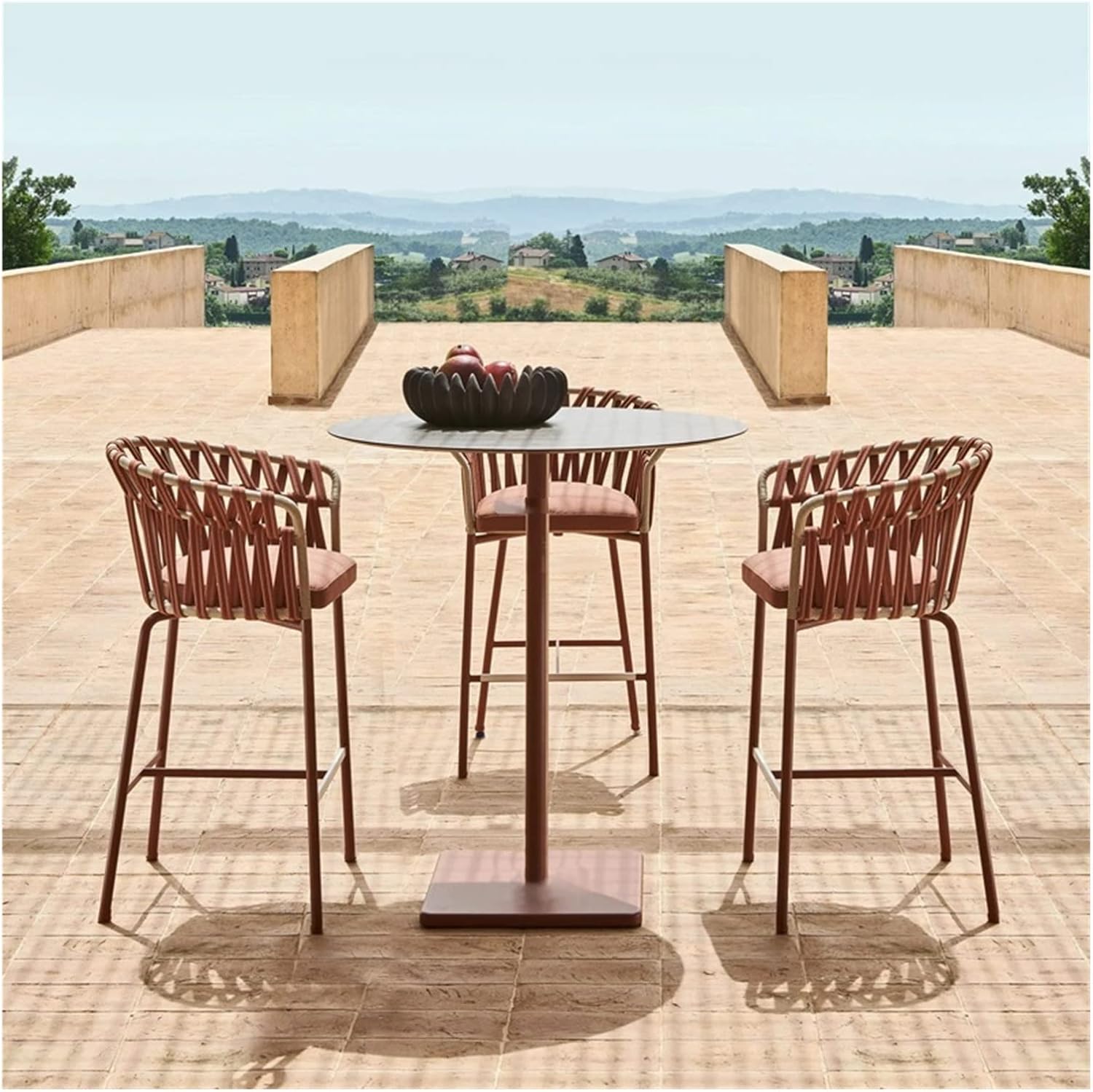 Dining Chairs Outdoor Rattan Chairs High Bar Stool Furniture Garden Balcony Backrest Chair Leisure