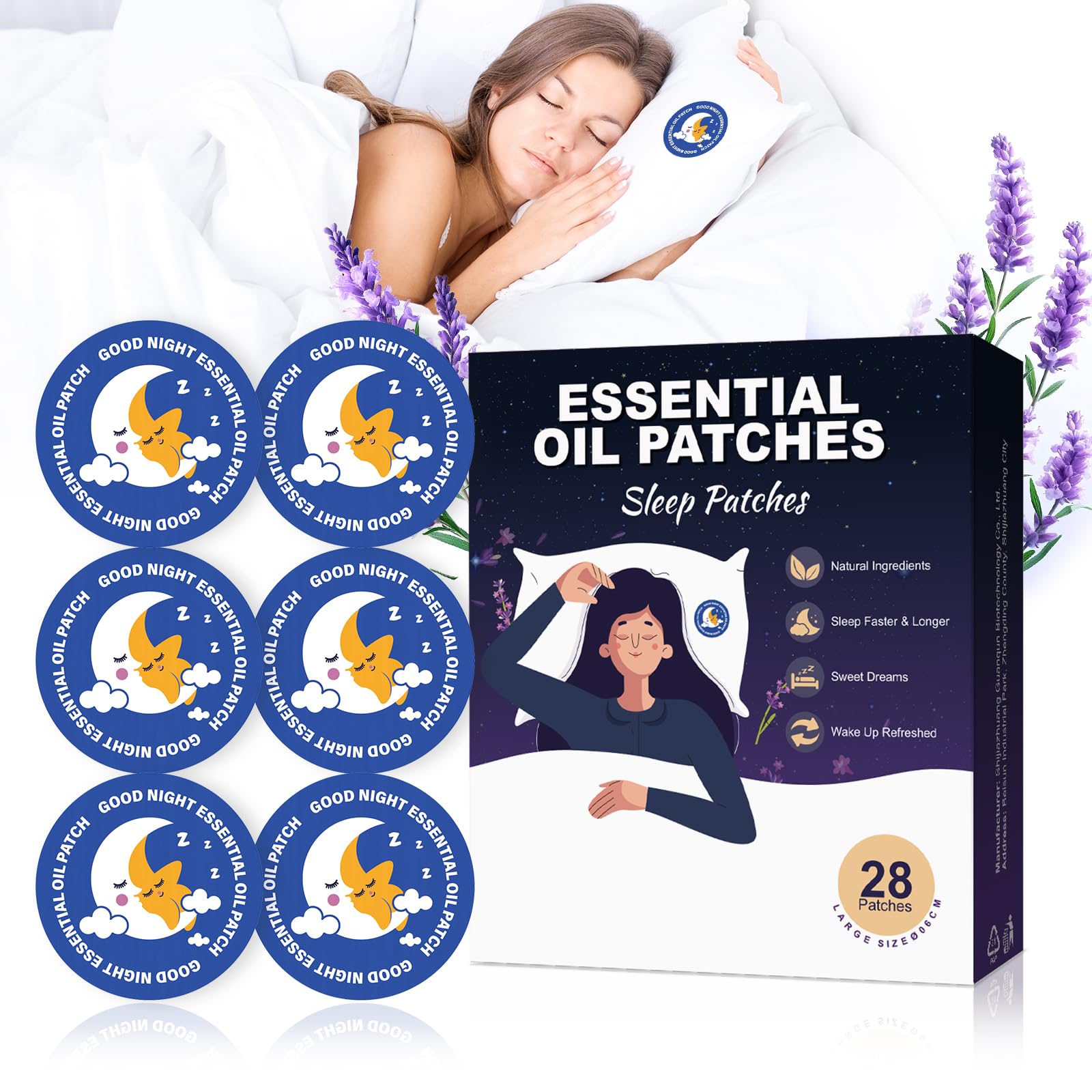 Natural Sleep Patches,Sleep Aids for Insomnia Adults,Promote Relaxation and Deep Sleep,Contains 9 Natural Sleep Aid Essential Oils,Vegan,Including Lavender Oil, Sandalwood,Vetiver,Rose-28 pcs