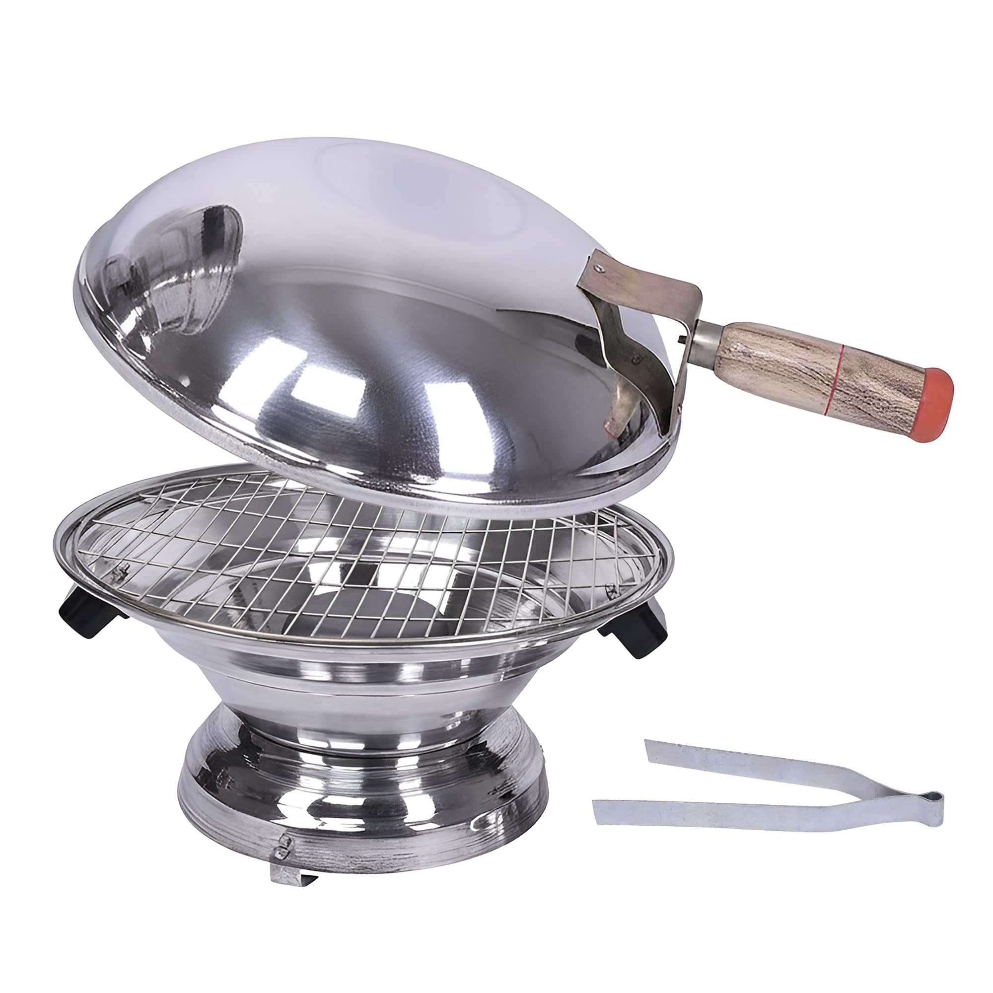 Kuber Industries Aluminum Tandoor Bati Maker Baking Oven, 34 x 34 x 26 cm, Gas Tandoor, Barbecue Grill Food Steamer Cookware Set (Set of 1, Silver)-KUBMART11726, Standard