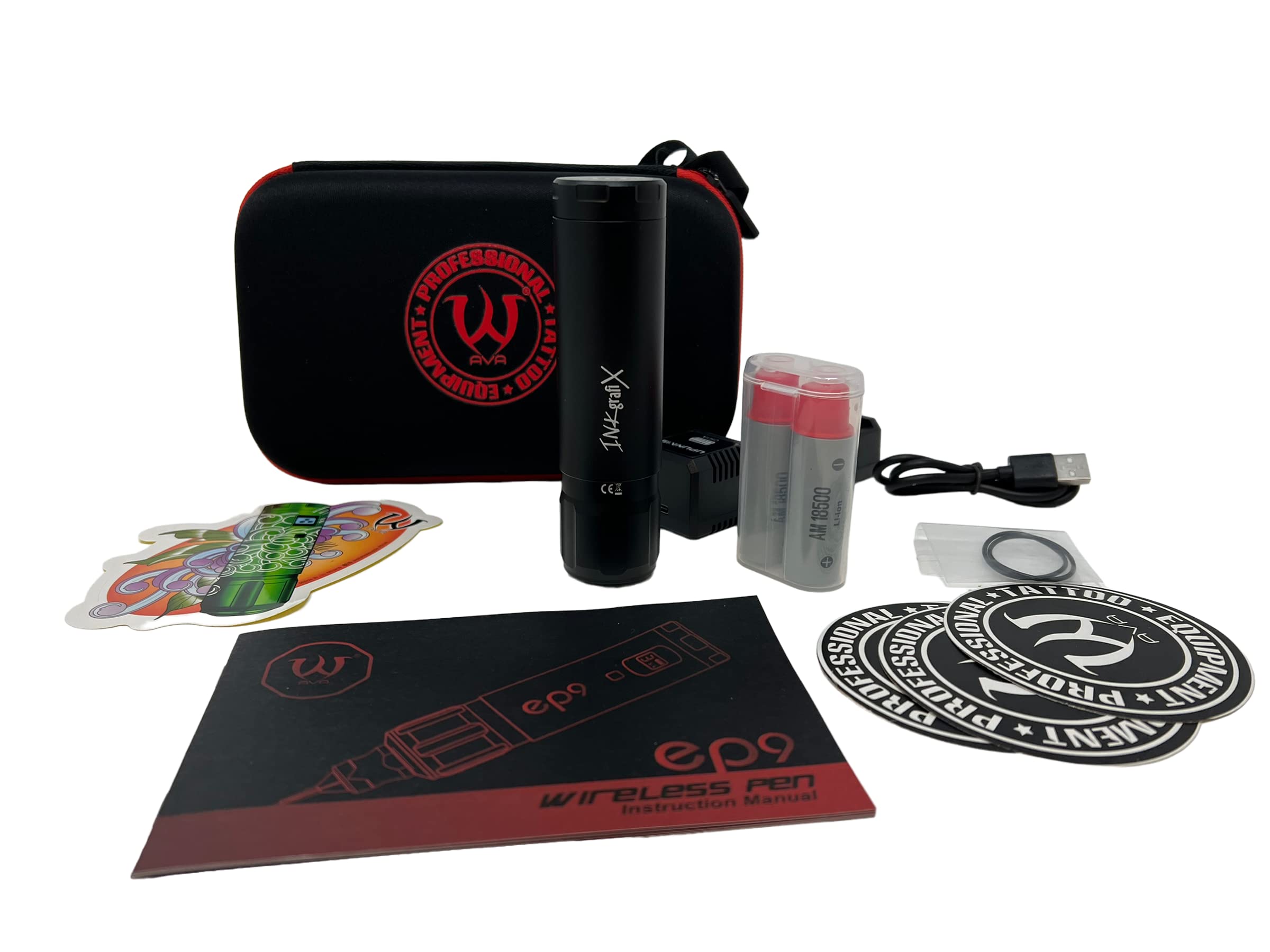 INKgrafiX® AVA GT Akku Pen EP9 - Schwarz - Deutschland - Profi Studio - IG60129 - Tattoo Tattoomaschine Maschine DE Black Akkkupen
