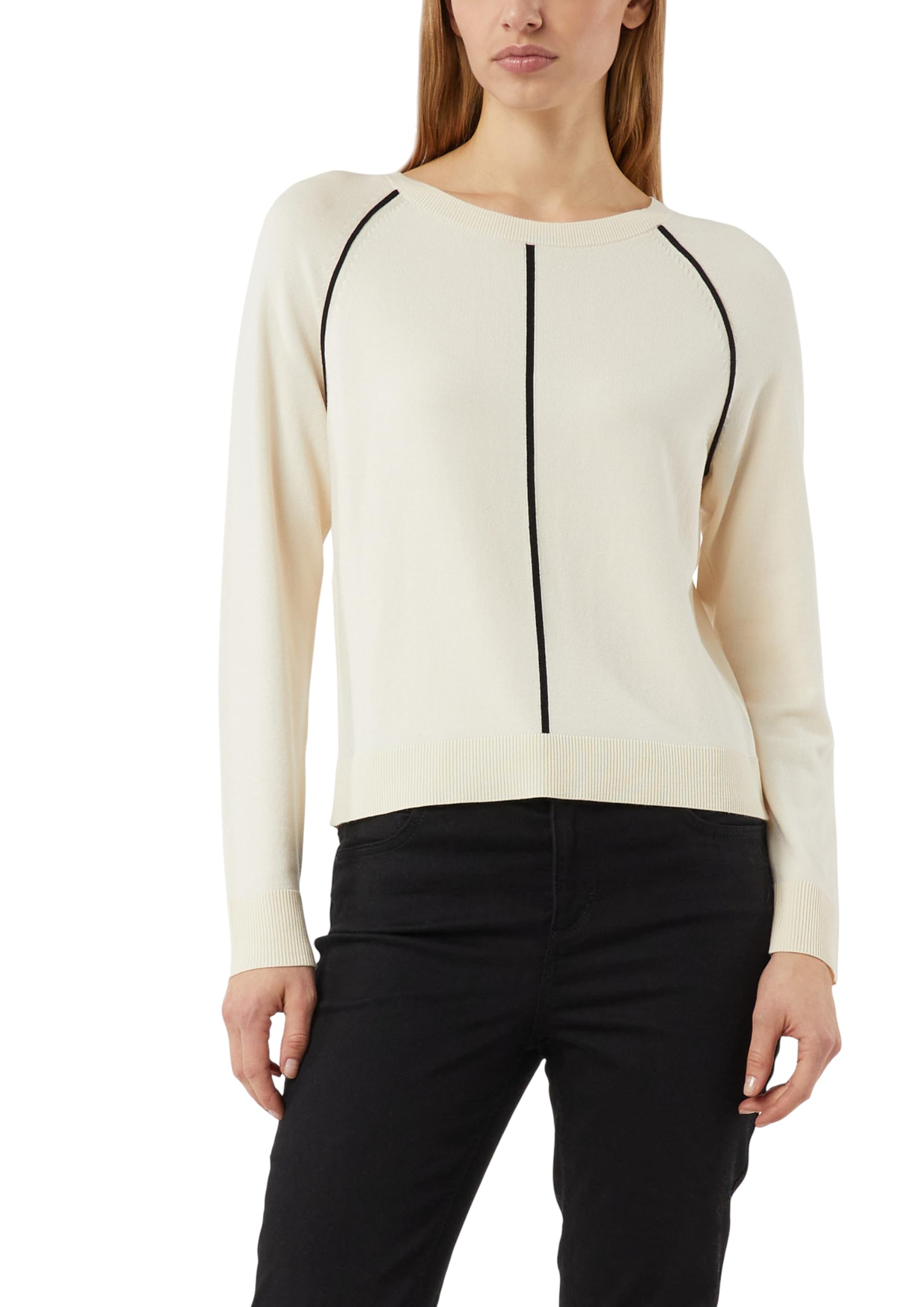 Comma Feinstrickpullover aus Viskosemix mit Kontrastreifen