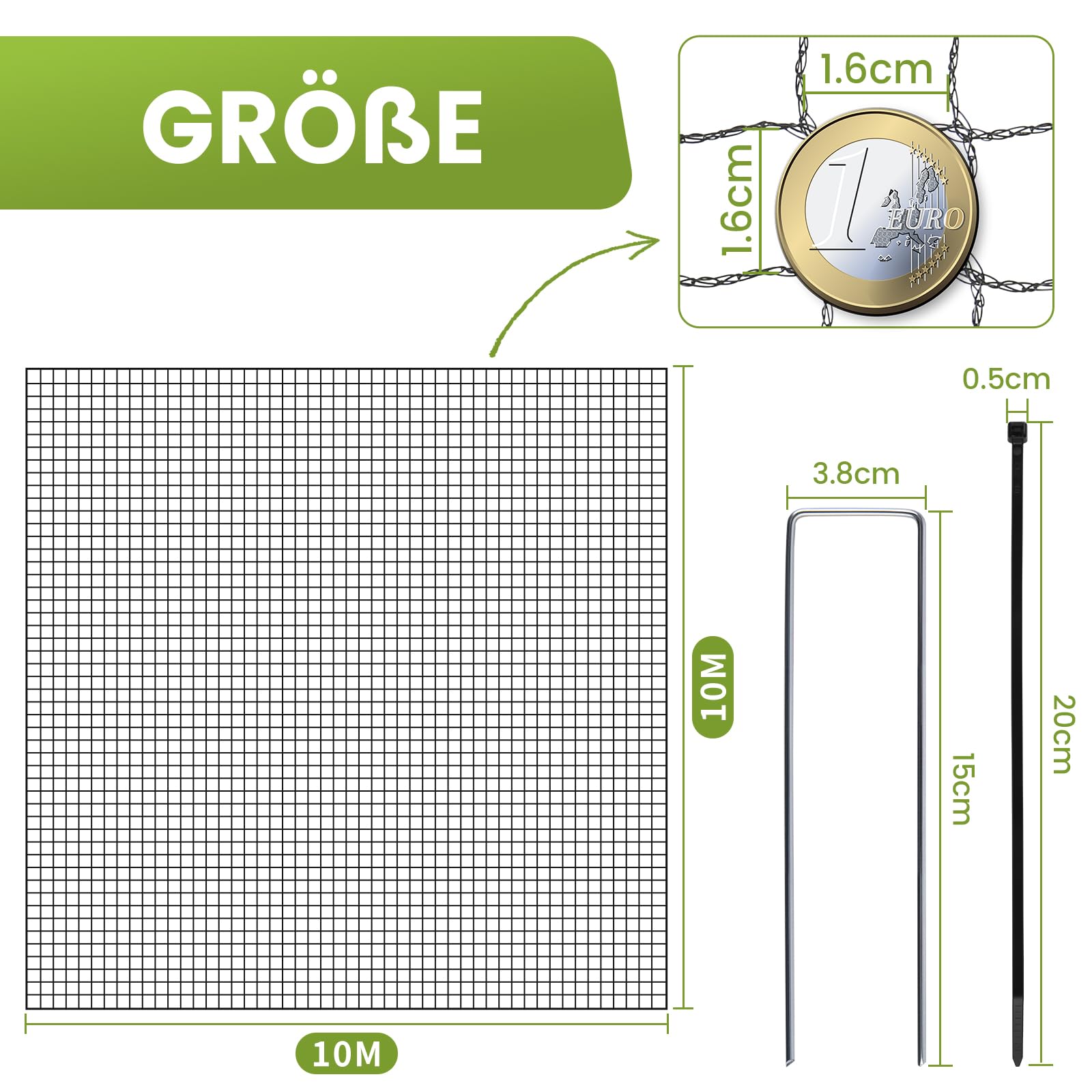 Filet de Protection pour Bassin 10×10 m Filet à Mailles Fines