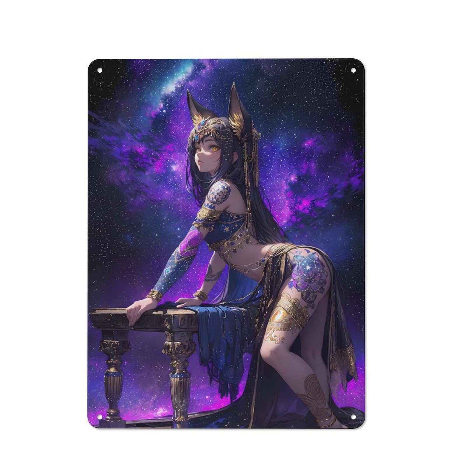 Starry Night Bastet Vintage Metal Sign 40x30cm for Hobby Room Or Studio, for Kitchen, Dining Room And Home Bar Wall Decor