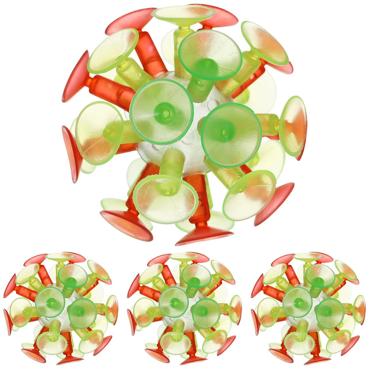 Milisten 4 x Colourful Bright Bouncing Suction Balls for Boys Girls Interactive Game Safety From Years Olds Random Colour Random Colour