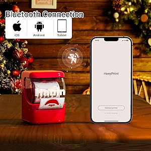 NEW1 Label Printer +4 Rolls Labels, 2 Inch Portable Inkless Bluetooth Label Maker for Small Business, Home, School, Automatic Label Recognition, Sticker Printer for Address Logo Barcode ClothingRed