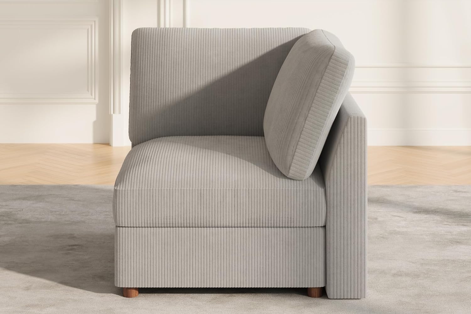 EASE MOOSE Corner Module for Corduroy Sectional Couch,Light Gray