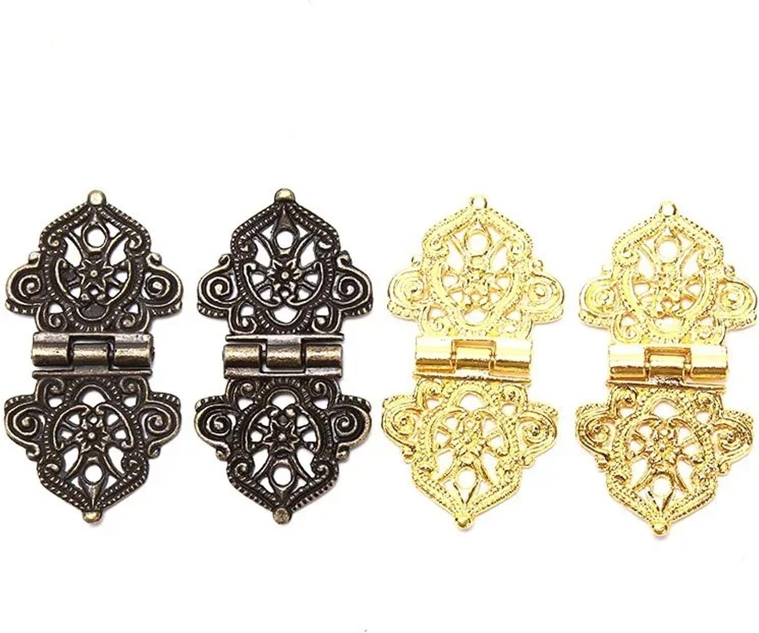 Vintage Alloy Hollow Hinge 24 * 54mm Furniture Hardware Box Metal Hinges 3Pcs(D)