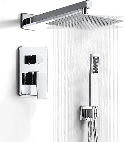 Miniatura 9 de RTTWYYUU Juego de cabezal de ducha y mango negro mate de 8 pulgadas, cabezal de ducha de lluvia con 2 ganchos, juego de ducha de lluvia de lujo,