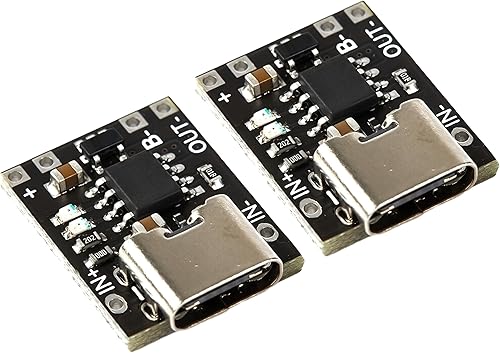 Miniatura 7 de JacobsParts Cargador de batería de litio USB tipo C 3.7V más pequeño módulo de carga de 4.2V con circuito de protección e indicadores de carga LED,