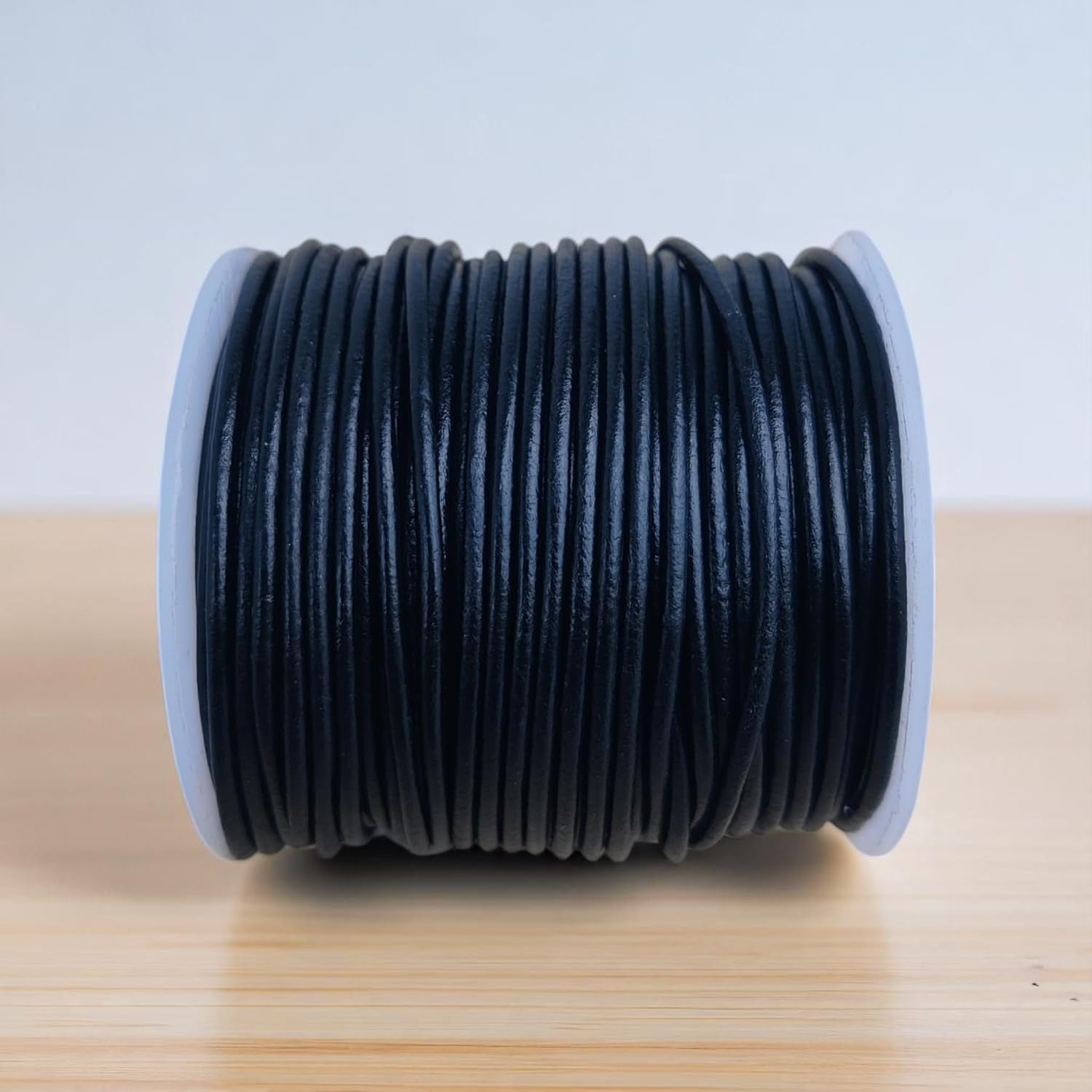 Round Leather Cord, Black, 1.5mm Diameter, 25 Meters Length, Genuine Leather String for Jewelry Making and Crafts