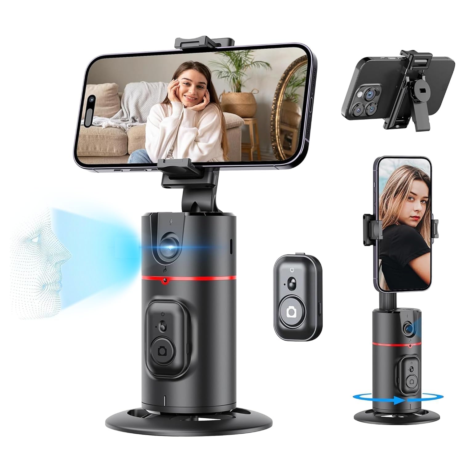 Midora Auto Face Tracking Tripod - 360° Rotating Smart Phone Stand with Gesture Control and Remote, Long Battery Life, Perfect for Live Streaming, Video Calls, Vlogging, Fits Phones 7-10.5 cm Wide (B0DBVN1XN7) Amazon Price History, Amazon Price Tracker