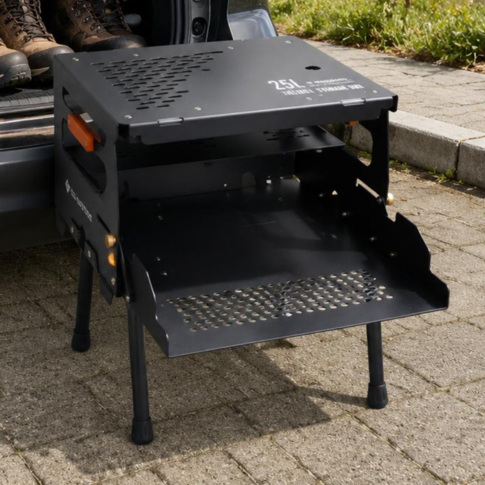 Contenedor de Almacenamiento Exterior Plegable Caja de Camping Organizador Portátil Mesa Estante de Aleación de Aluminio Adecuado para Camping Excursiones Fines de Semana en Carretera