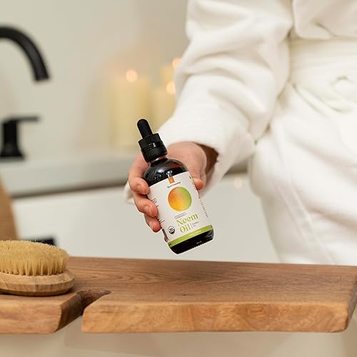 Miniatura 3 de Aceite de neem orgánico, prensado en frío para el cuidado de la piel, cuidado del cabello y cuidado de mascotas, certificado orgánico USDA 100%,