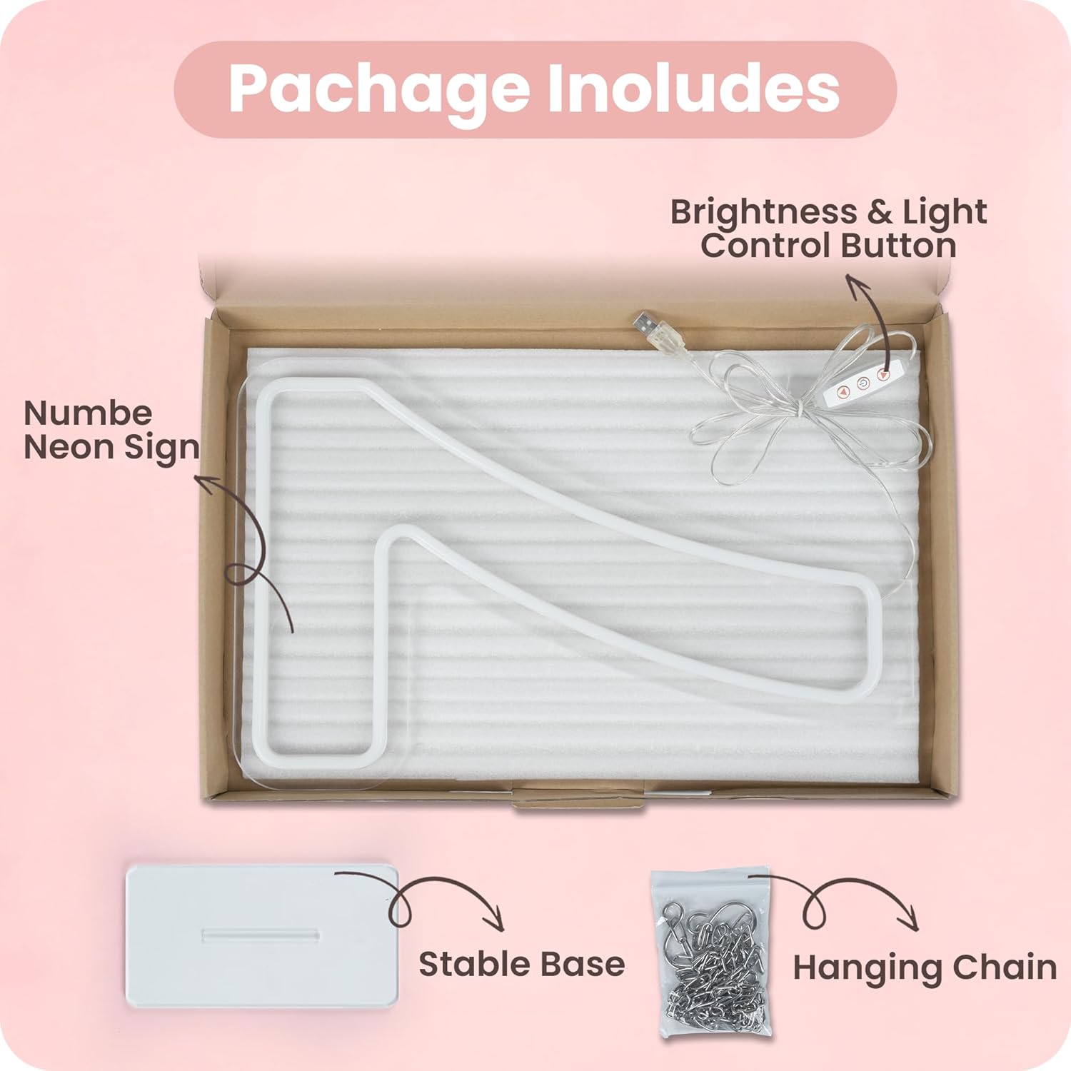 YALLOVE Neon Sign Number 7, Acrylic Light up Number, Large Marquee Number Lights Sign, USB Powered Number Sign for Birthdays Decor, Party Anniversary