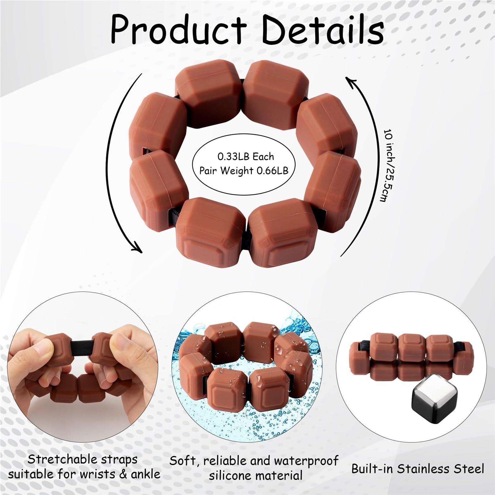 Pesas Para Tobillos Pulsera de silicona con pesas, 1 par, ligera, for muñecas y tobillos, con elástico, ideal for caminar y correr.