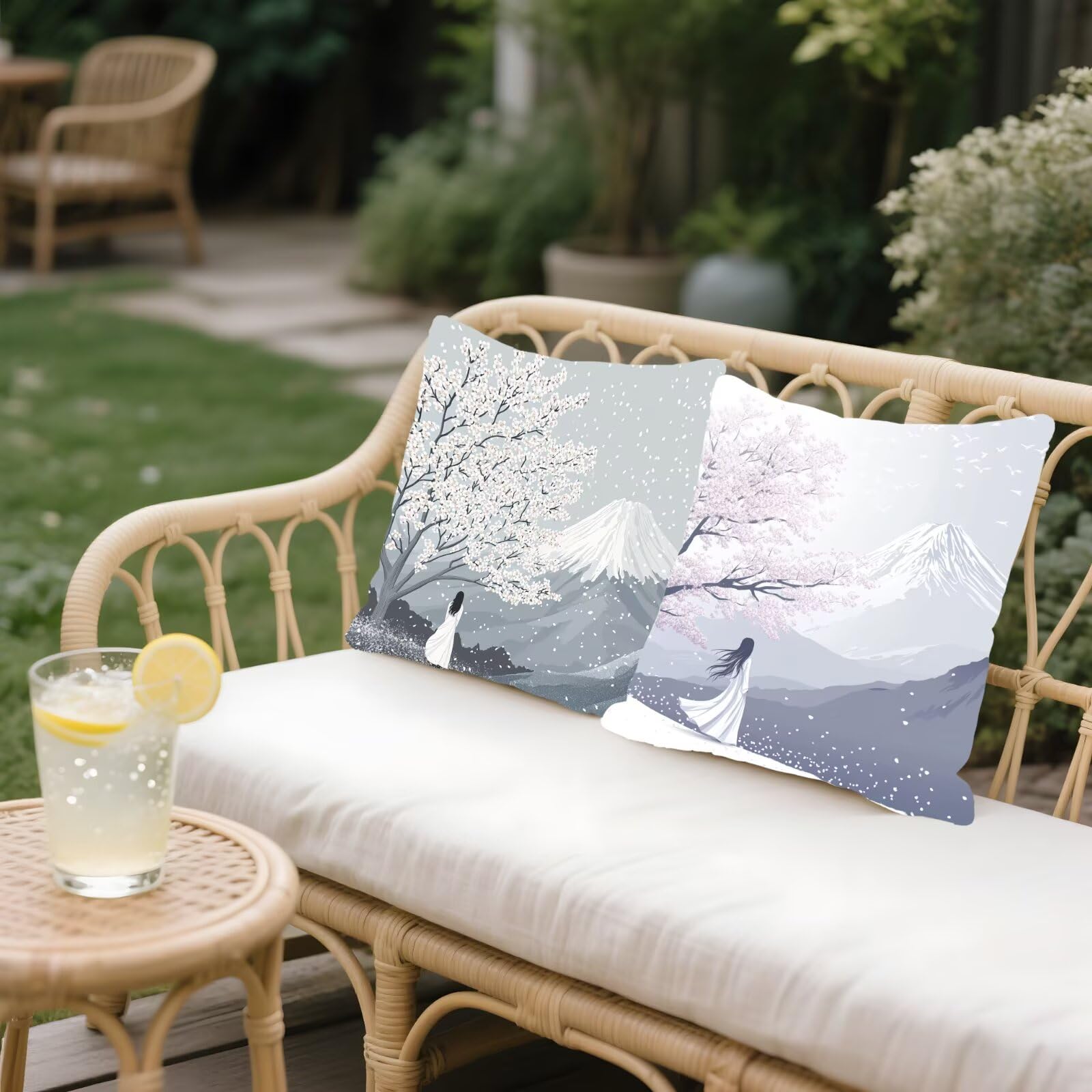 Federe Cuscini Divano 45x45cm, Federa Cuscino Grigio Paesaggio Quadrati Copricuscini Super Morbido Copri Cuscini Per Divano, Cuscino Decorativo da Esterno Giardini, Per Soggiorno Camera Divani P-313
