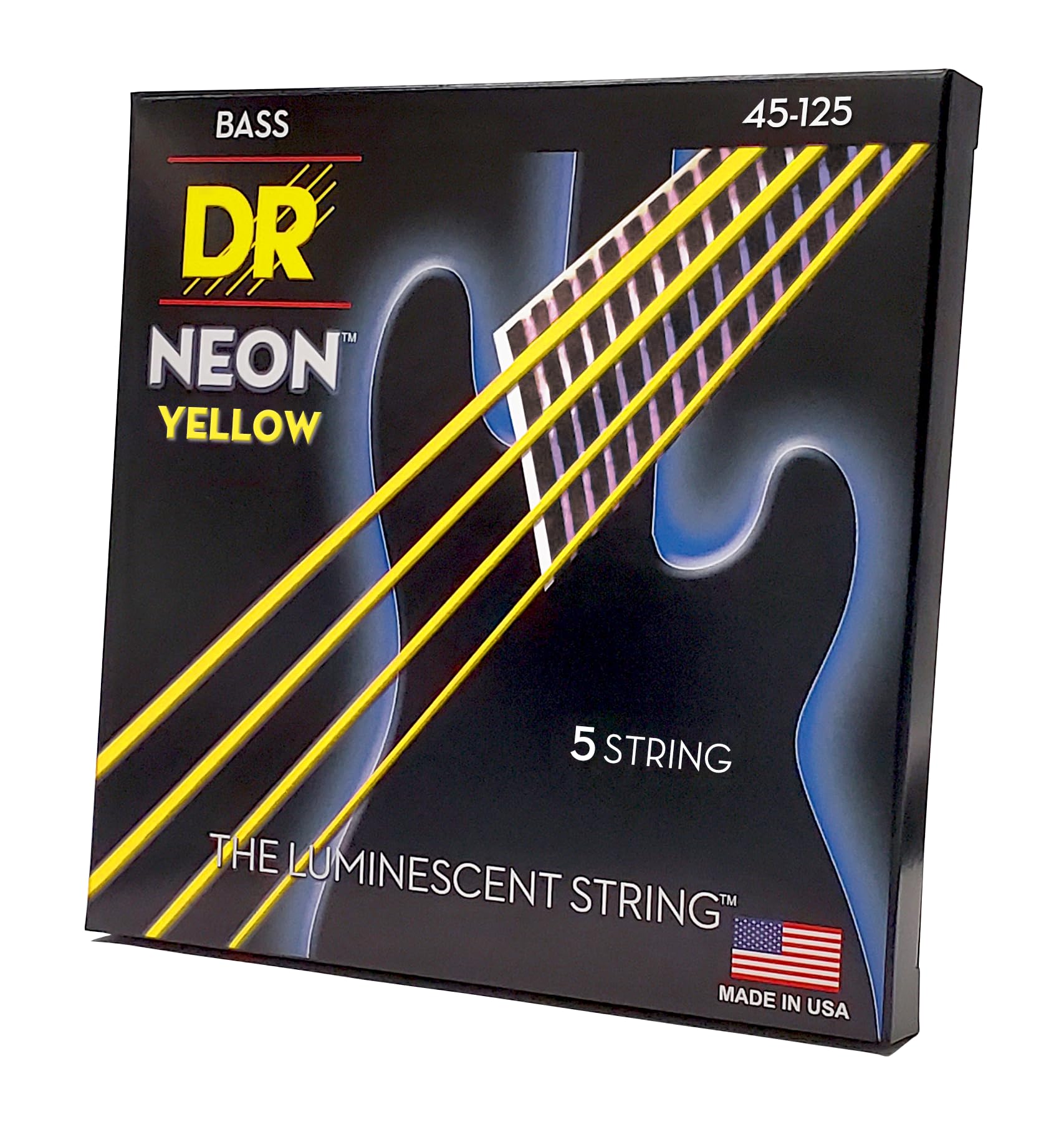 DR Strings NEON Electric Bass Guitar Strings - .045-.125 Medium, Yellow