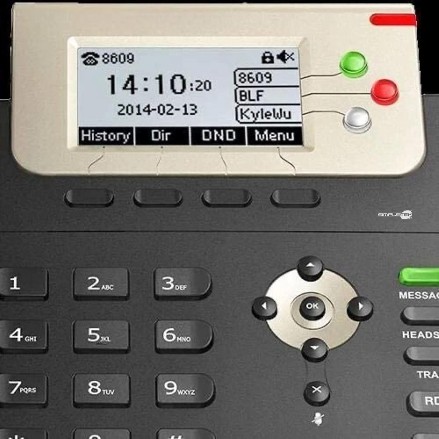 SIMPLETEK - Profesjonalny telefon IP VoIP PoE | 3 konta SIP, Audio HD, 2 x Gigabit Ethernet, podświetlany wyświetlacz