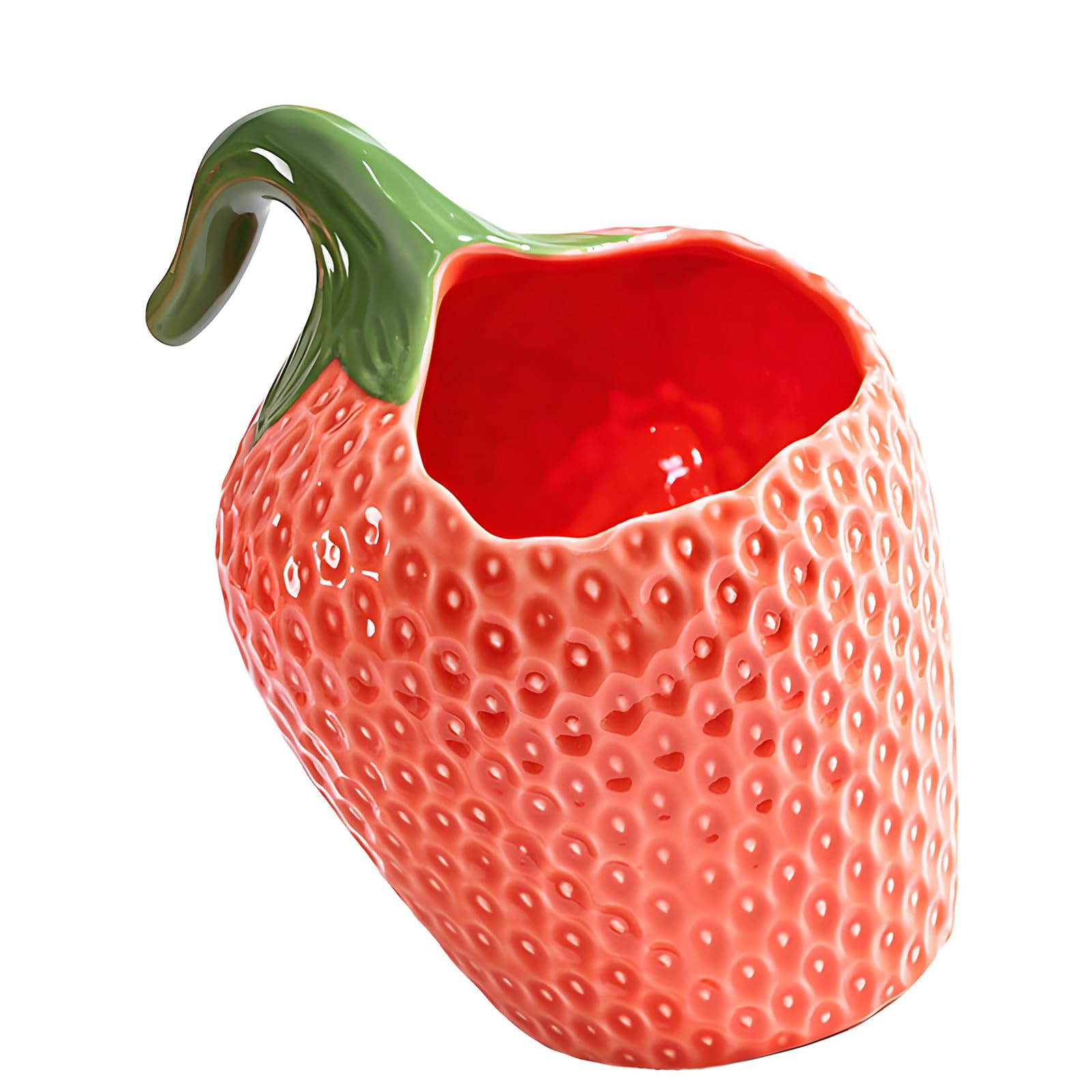 Contenedor de mantequilla con acento de de cerámica, textura de fruta elevada, forma de fresa brillante para estación de café, decoración de cocina de cerámica, contenedor de encimera de fresa,