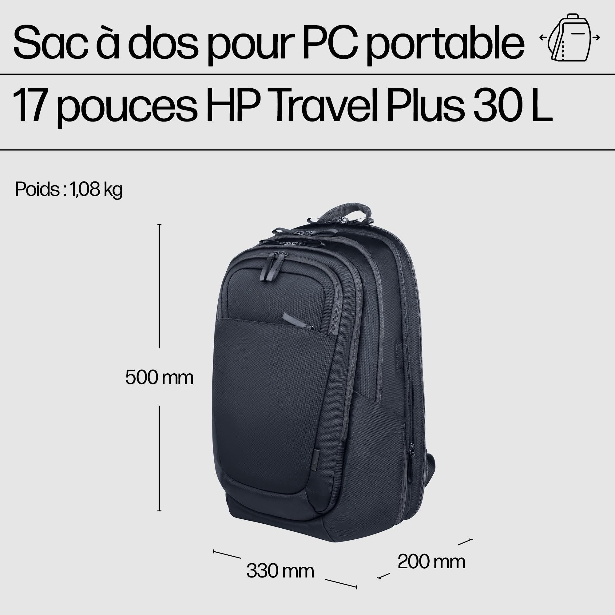 HP Travel Plus 30L, Sac à Dos pour Ordinateur 17"