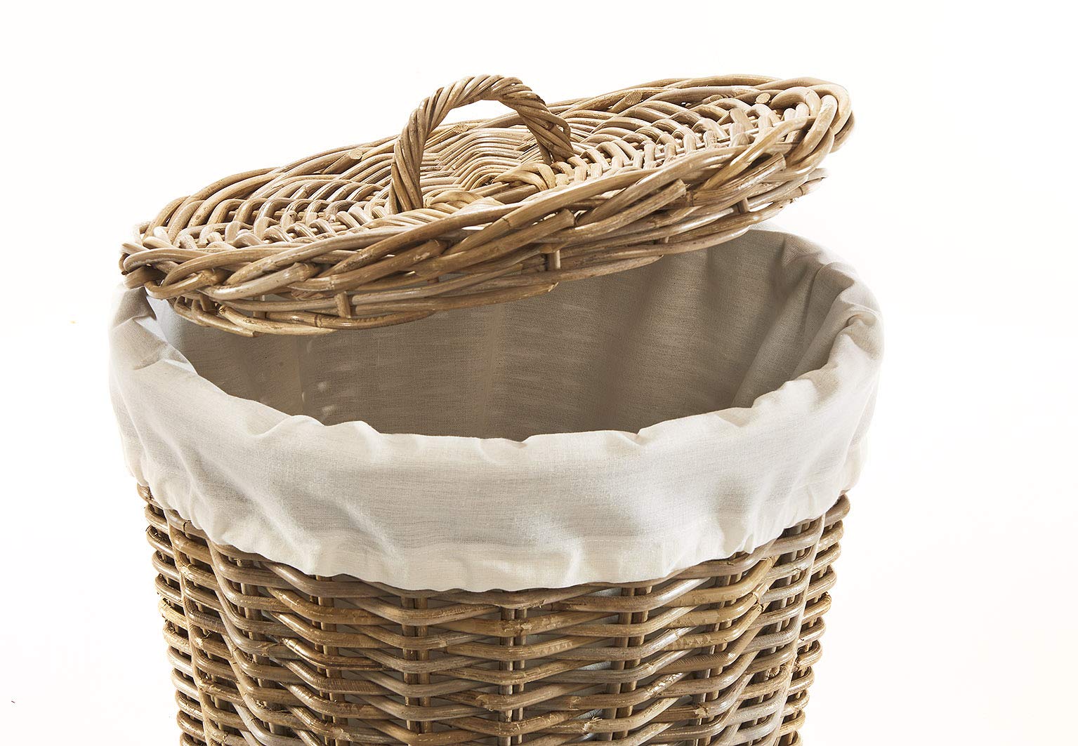 Kobolo Wäschebehälter Wäschetonne Wäschesammler KUBUS - Rattan - grau - 40x40x47 cm