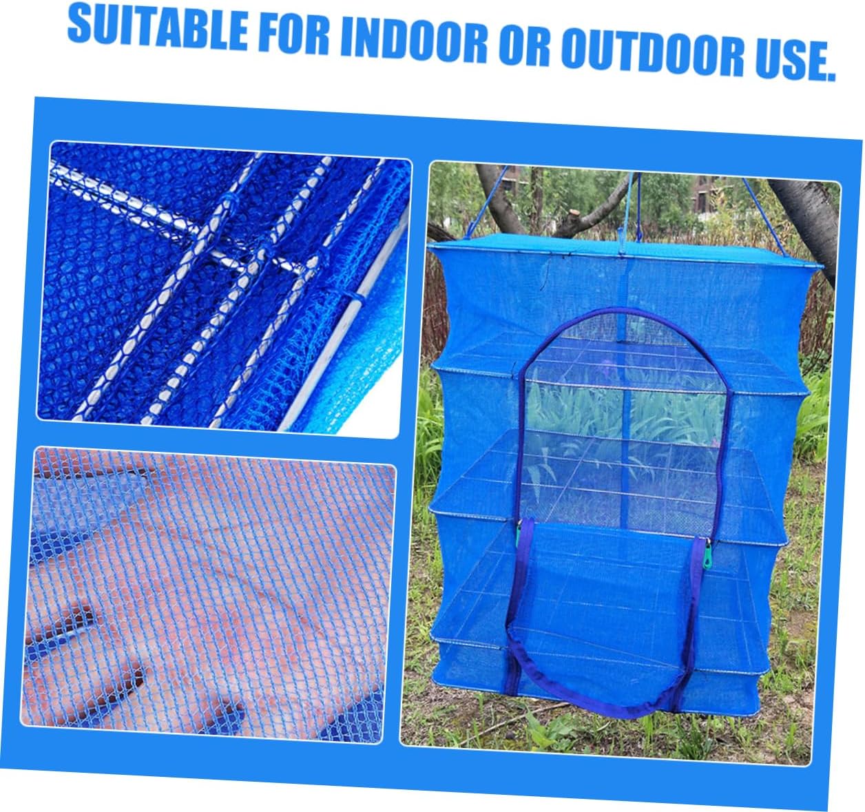 SUPVOX Foldable Fish Drying Net 2pcs Multi-Layer Mesh Hanging Dryer Rack Food-Grade Material for Camping and Home Use for Drying Fish Herbs and Vegetables