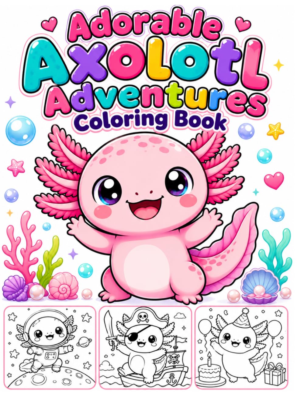 Adorable Axolotl Adventures Coloring Book: Adorable Axolotl Adventures Coloring Book