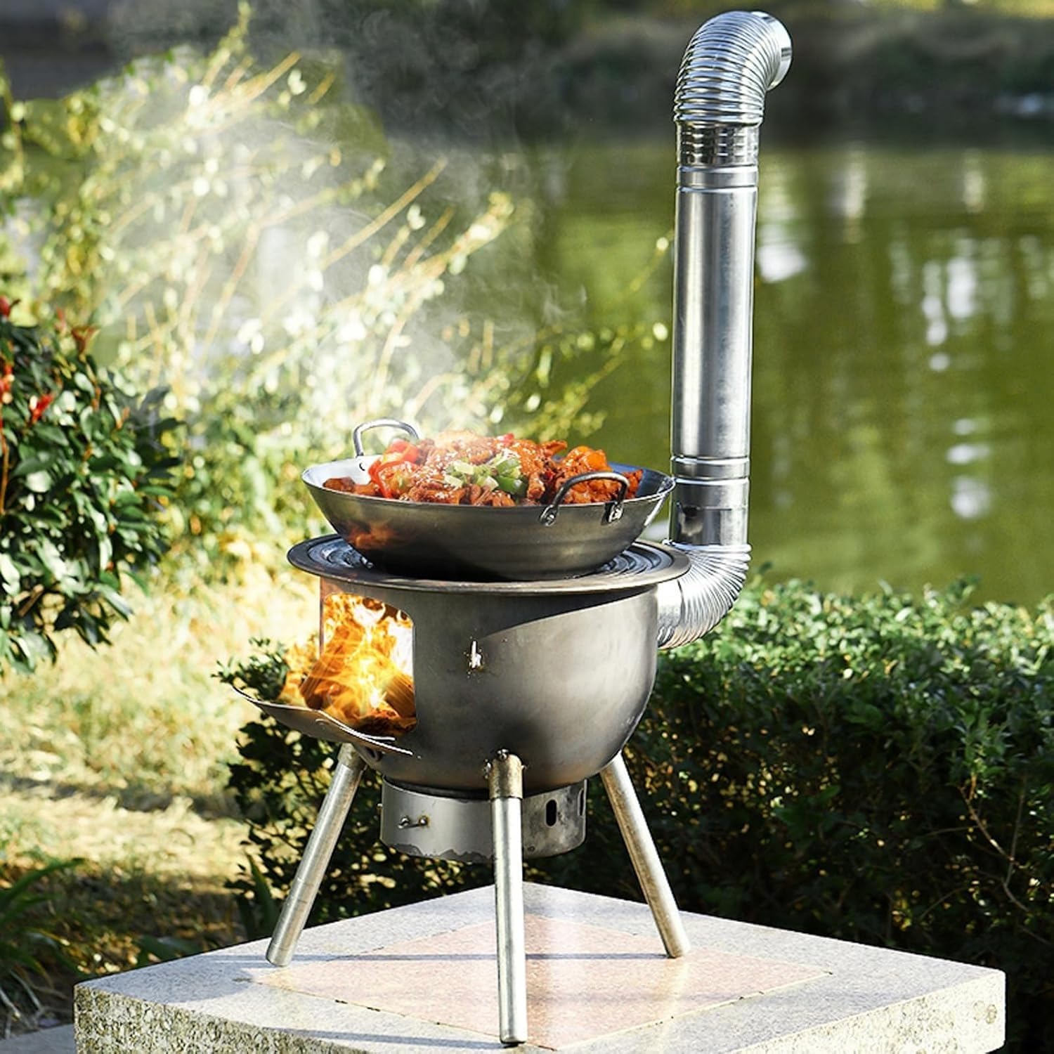 Abertura Leña Ampliada, Extraíble Y Fácil De Transportar, Estufa De Leña for Acampar, Estufa De Leña Portátil, for Acampar Al Aire Libre, Calefacción De Tiendas, con Accesorios De Montaje(43cm/17in)