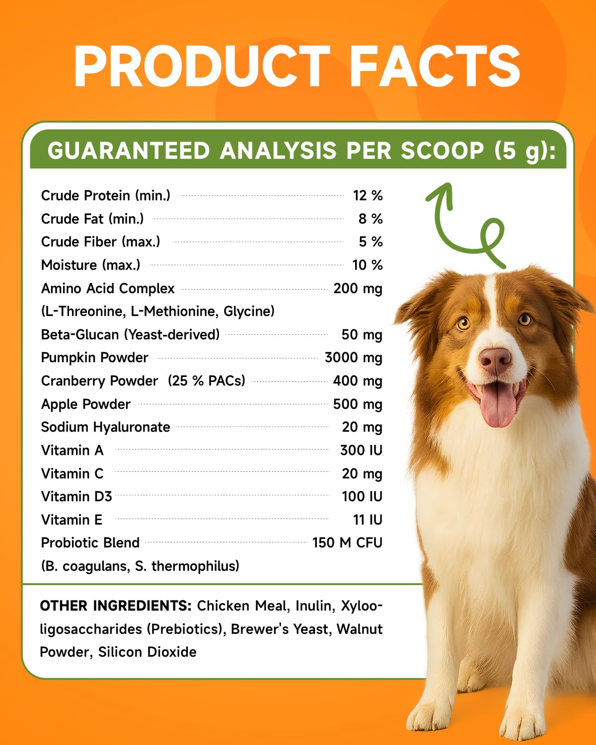 Pumpkin for Dogs - Organic Dog Pumpkin Powder - Daily Support Digestion, Diarrhea, Constipation, Upset Stomach - with Apple, Cranberry, Probiotics, Amino Acid - Urinary, Joint, Skin, Immune Health - image 8