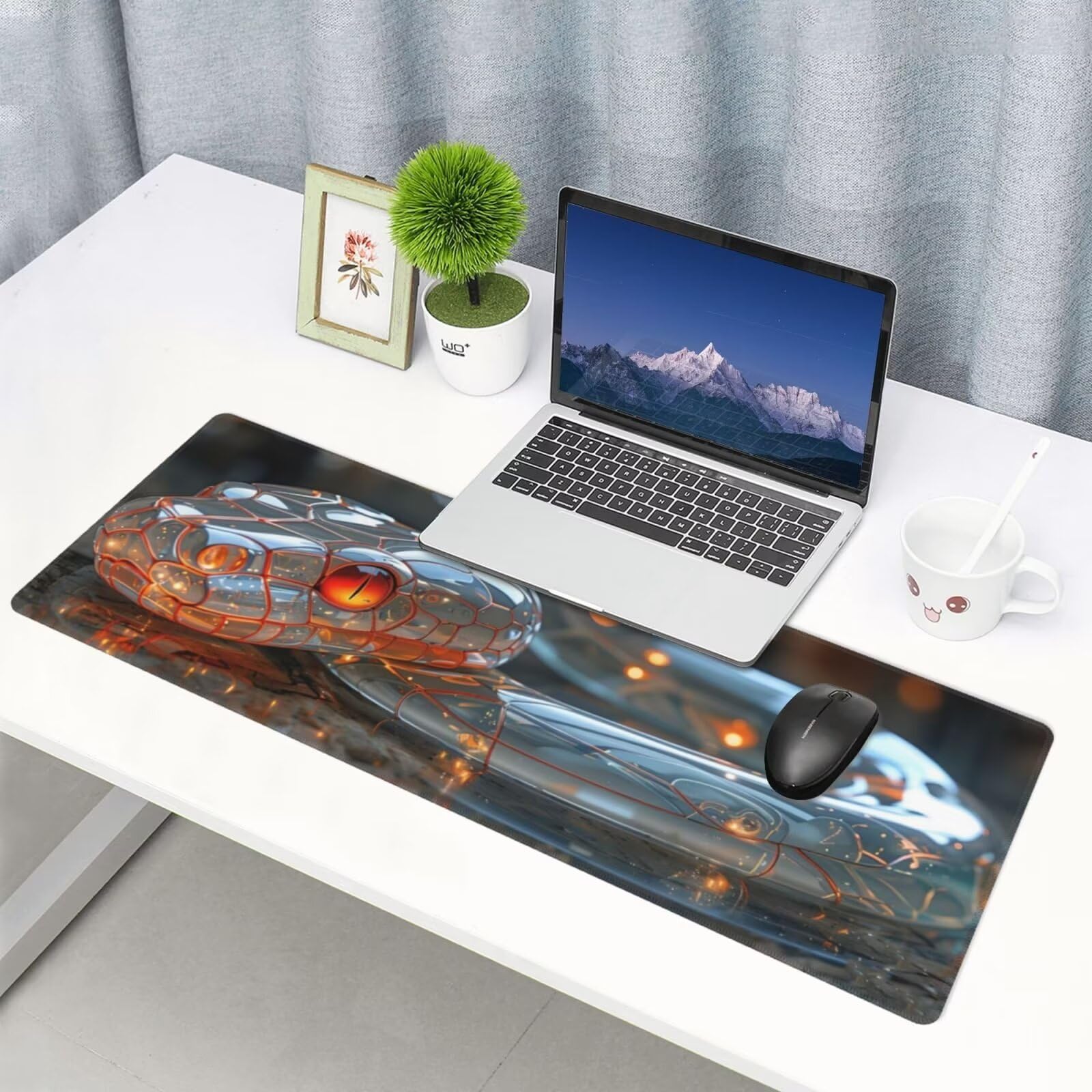 Tappetino Mouse, Tappetino Mouse Gaming Grande XXL 1500x800x3mm Tappetino Scrivania Mouse Pad, Base in Gomma Antiscivolo, Bordi Cuciti,Lavabile, Mousepad per Ufficio e Gaming (serpente) R-603