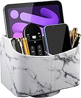 Vista 13 de Soporte de cuero para control remoto giratorio de 360 grados, organizador giratorio de escritorio para mandos a distancia de TV, bolígrafo