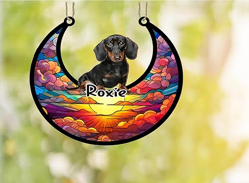 Vista 468 de LOVELYPOD Adorno de Navidad personalizado de perro pastor alemán, atrapasoles conmemorativo, adorno de Navidad de pastor alemán con nombre, pérdida