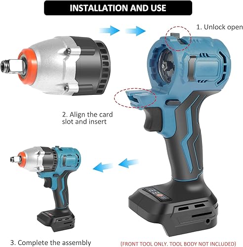 Miniatura 3 de Ghopy Llave de impacto 2800rmin 300NM Taladro de impacto eléctrico de alto par de 14 pulgadas 12 pulgadas, doble mandril inalámbrico, potente